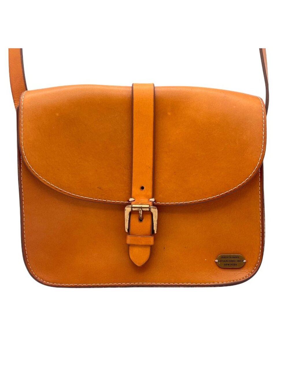 Abercrombie & Fitch Tan Leather Crossbody Bag Adjustable Strap Magnetic Closure